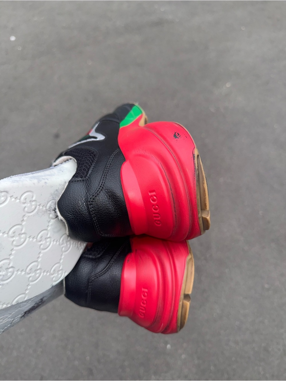 Gucci Rython Leather Mesh Sneakers - Picture 9 of 9